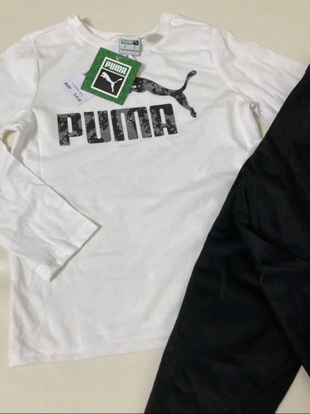 Puma cute 2 pieces white grey black pants set 4015 - Picture 2 of 6